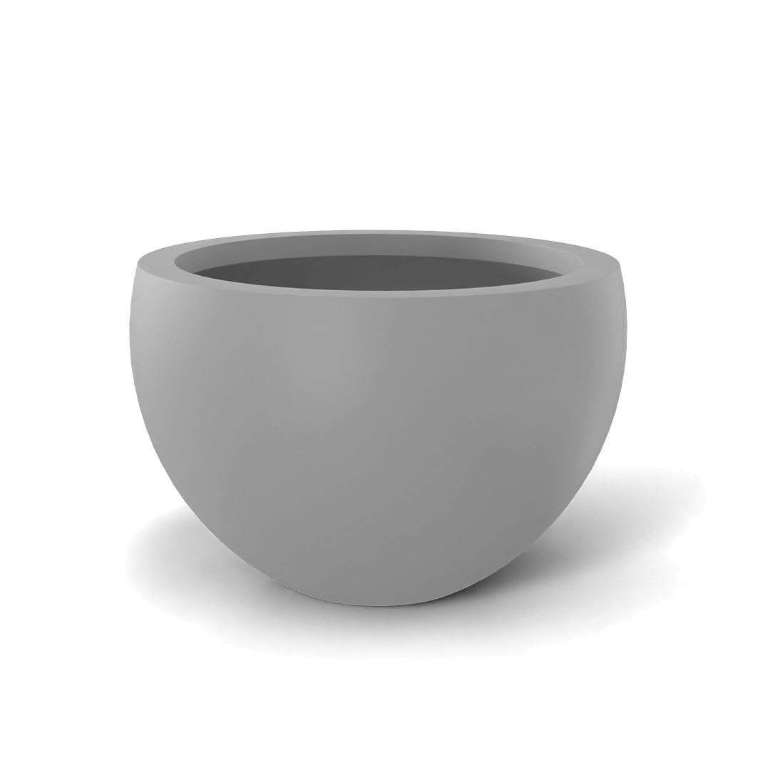 Tarragona Round Fiberglass Planter in Matte Cement Grey