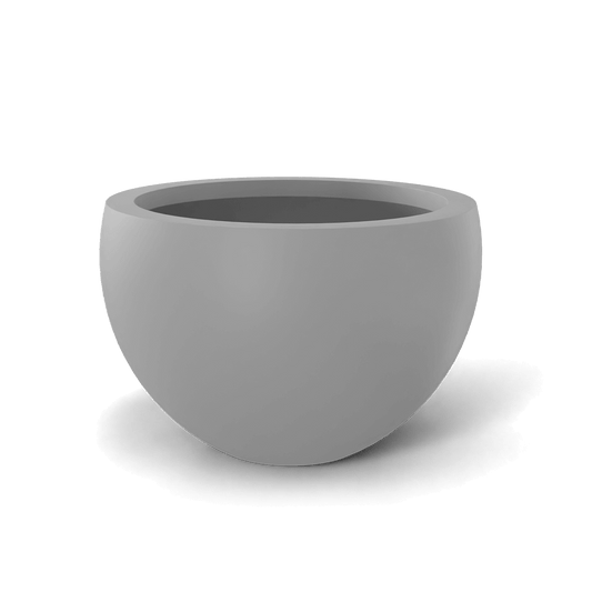 Tarragona Round Fiberglass Planter in Matte Cement Grey