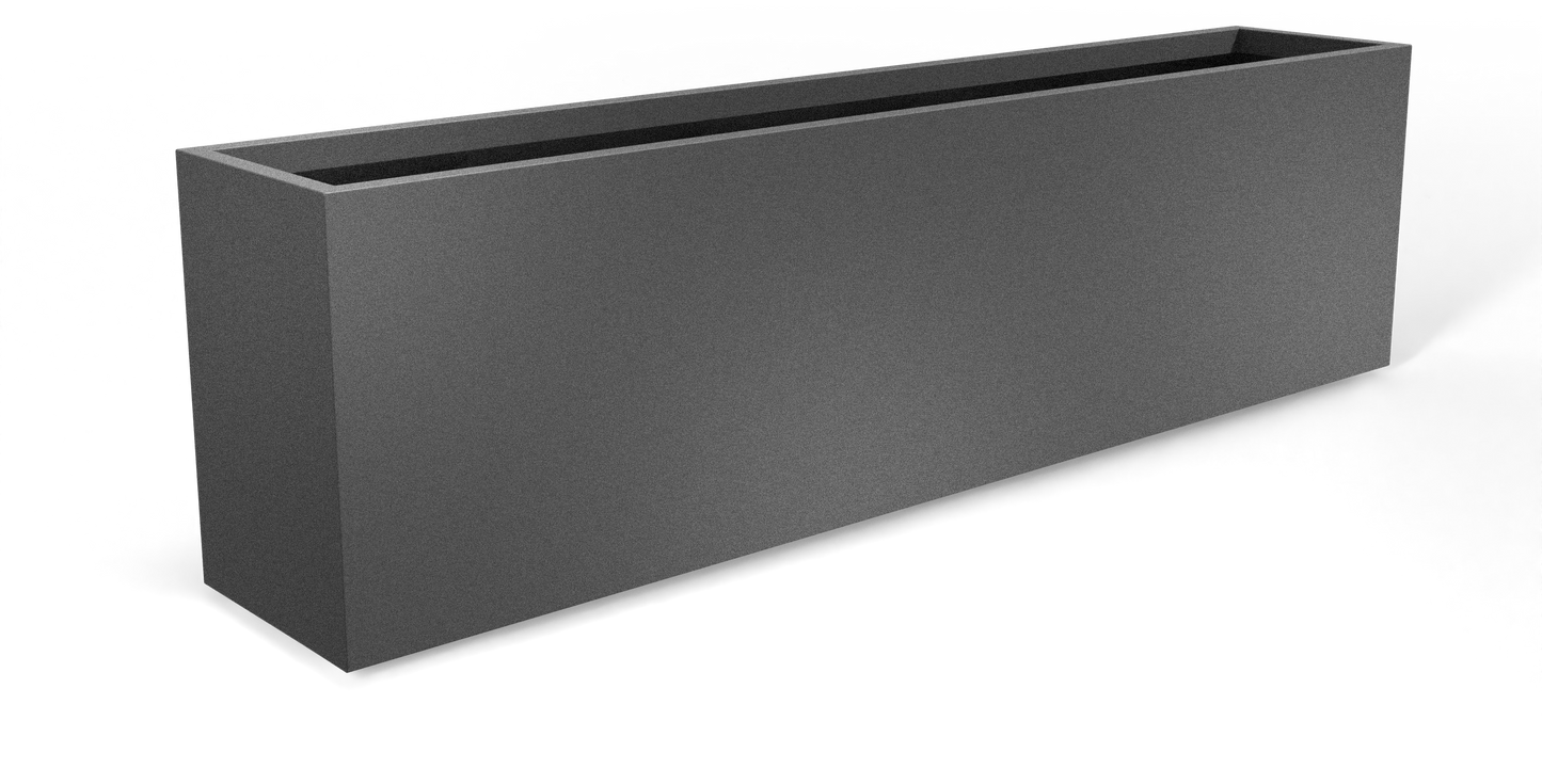 Hudson Rectangular Fiberglass Planter in Matte Gunmetal
