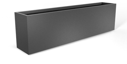Hudson Rectangular Fiberglass Planter in Matte Gunmetal