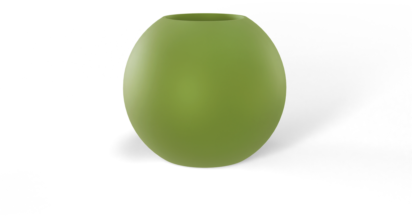 Globe Sculptural Fiberglass Planter in Satin Green