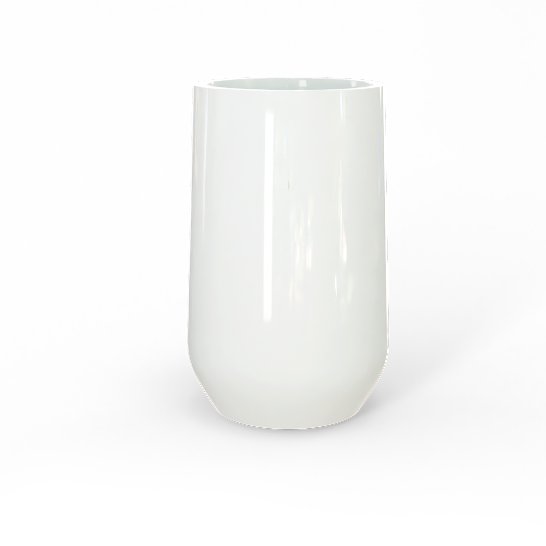 Hayden Round Fiberglass Planter in Gloss Bright White