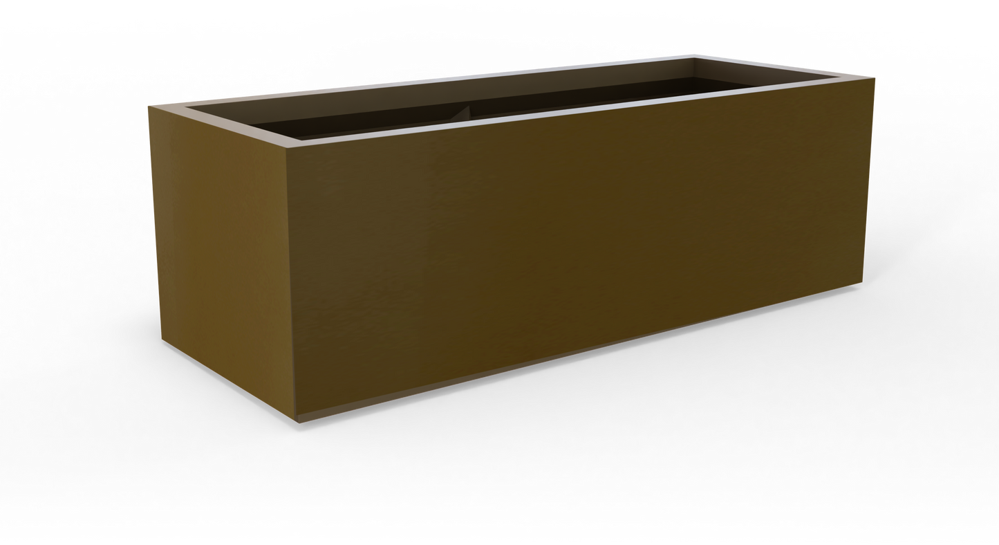 Cuba Rectangular Fiberglass Planter in Matte Bronze