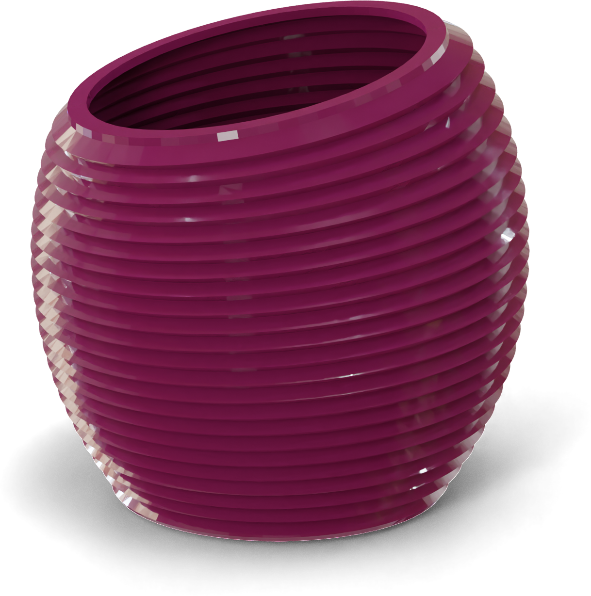 Spiral Sculptural Fiberglass Planter in Gloss Eggplant