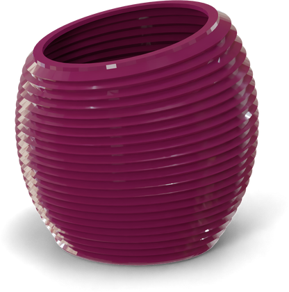 Spiral Sculptural Fiberglass Planter in Gloss Eggplant