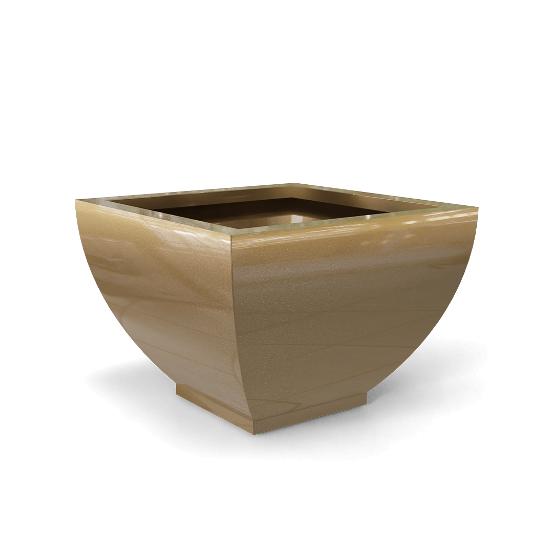 Kathryn Square Fiberglass Planter in Gloss Metallic Gold