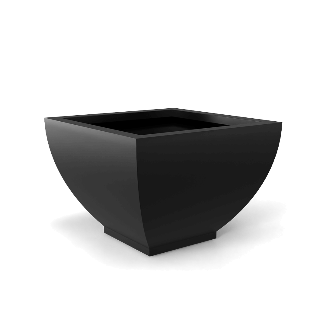 Kathryn Square Fiberglass Planter in Matte Black