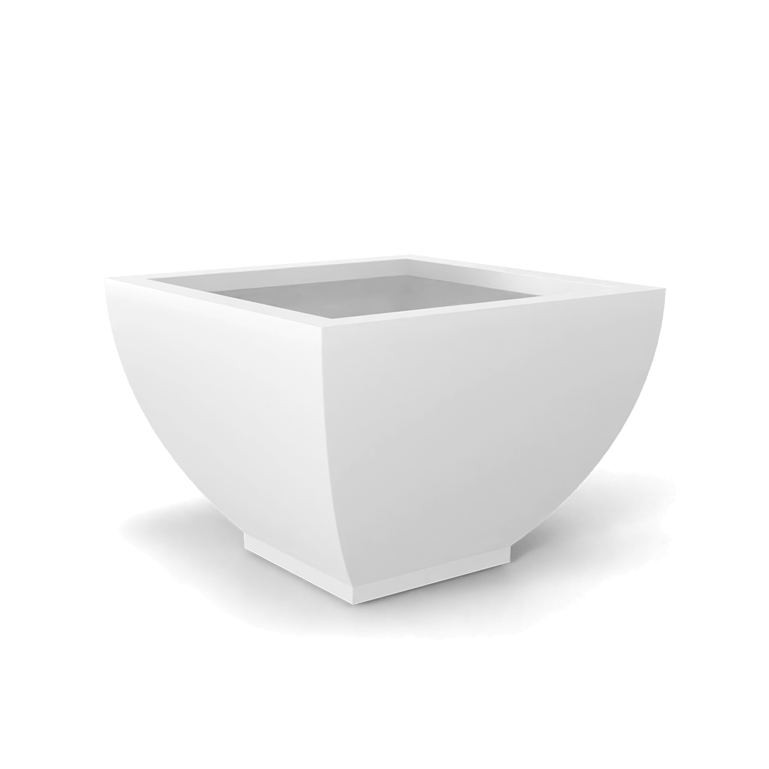 Kathryn Square Fiberglass Planter in Matte Bright White