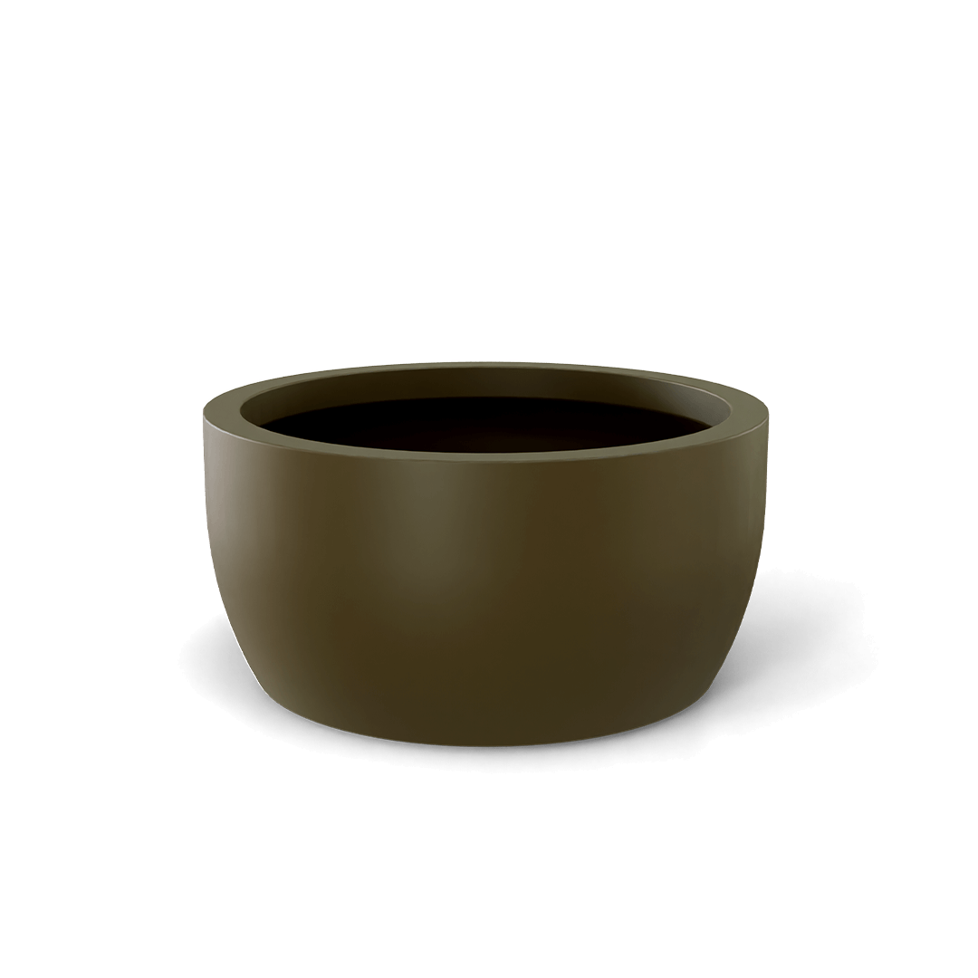 Casablanca Round Fiberglass Planter in Matte Bronze