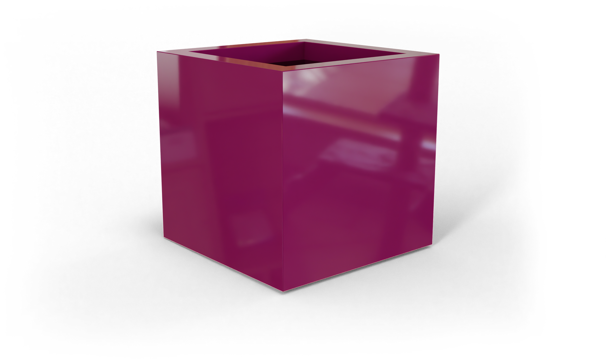 Montroy Cube Fiberglass Planter in Gloss Eggplant