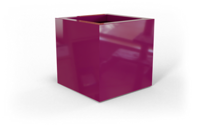 Montroy Cube Fiberglass Planter in Gloss Eggplant
