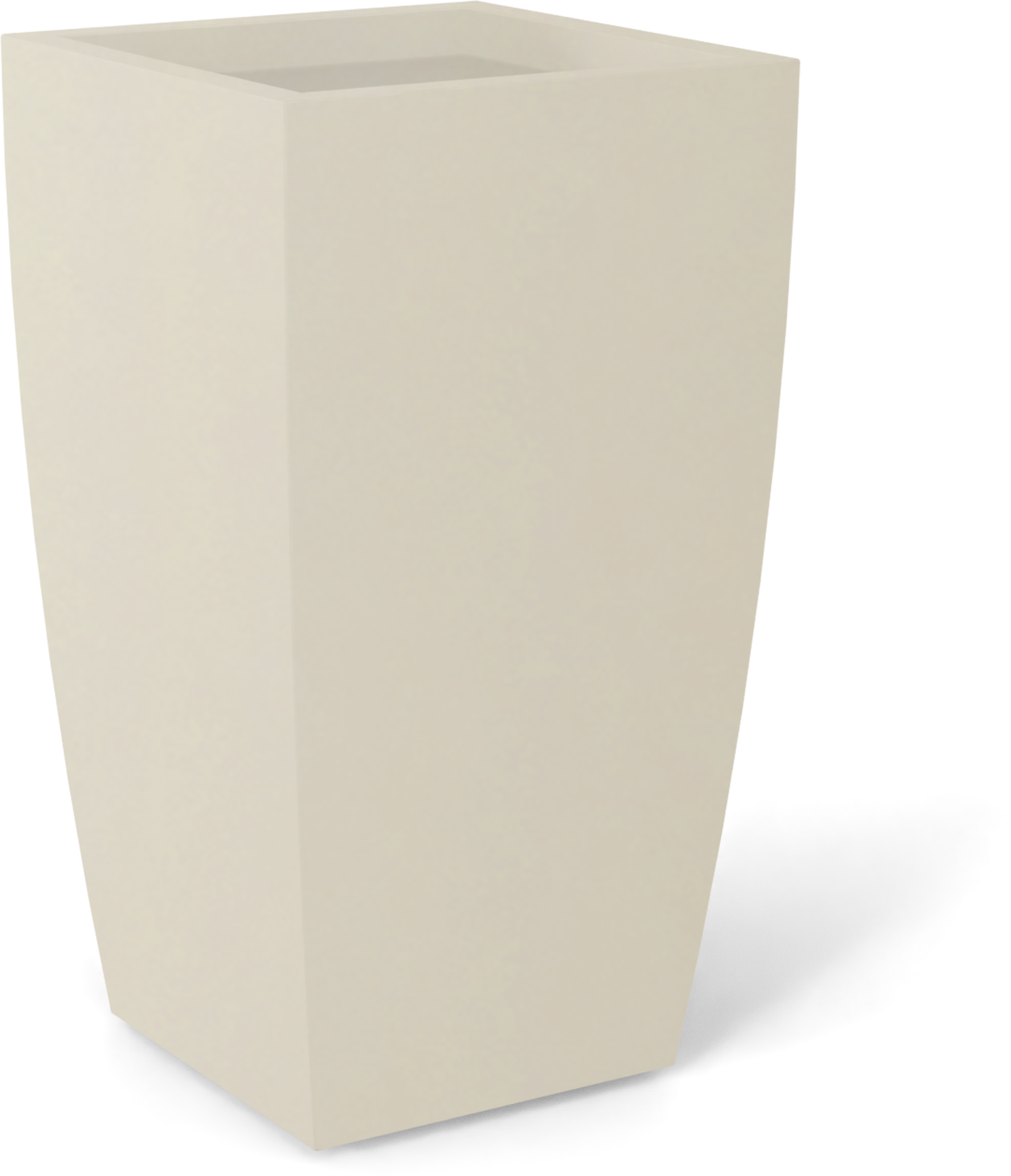 Toulan Tall Tapered Square Fiberglass Planter in Satin Beige
