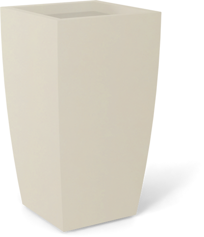 Toulan Tall Tapered Square Fiberglass Planter in Satin Beige