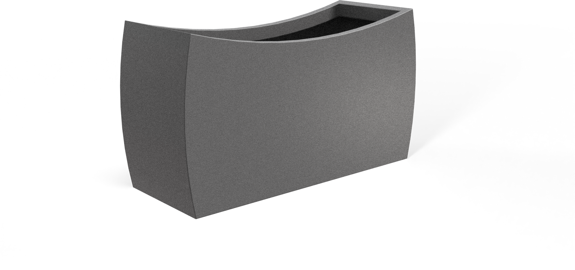 Seoul Curved Rectangular Fiberglass Planter in Matte Gunmetal
