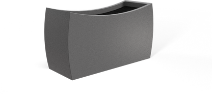 Seoul Curved Rectangular Fiberglass Planter in Matte Gunmetal