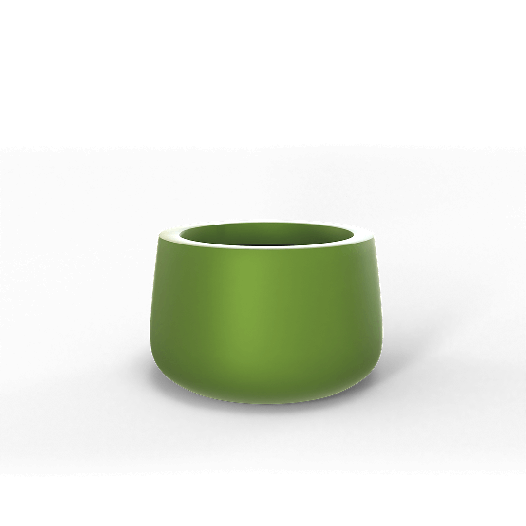 Short Hayden Round Fiberglass Planter in Satin Green