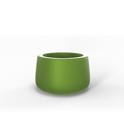 Short Hayden Round Fiberglass Planter in Satin Green