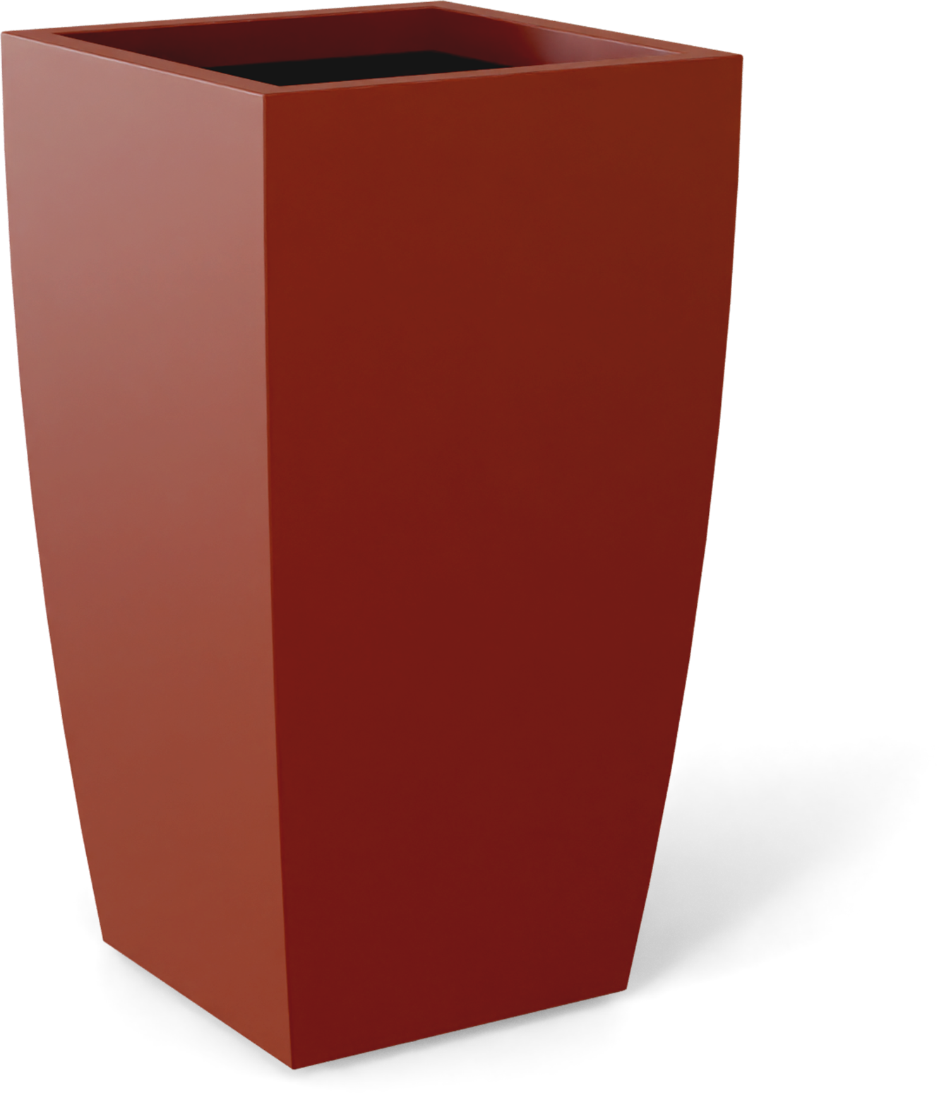 Toulan Tall Tapered Square Fiberglass Planter in Matte Terra Cotta