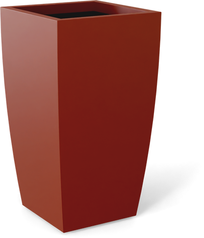 Toulan Tall Tapered Square Fiberglass Planter in Matte Terra Cotta