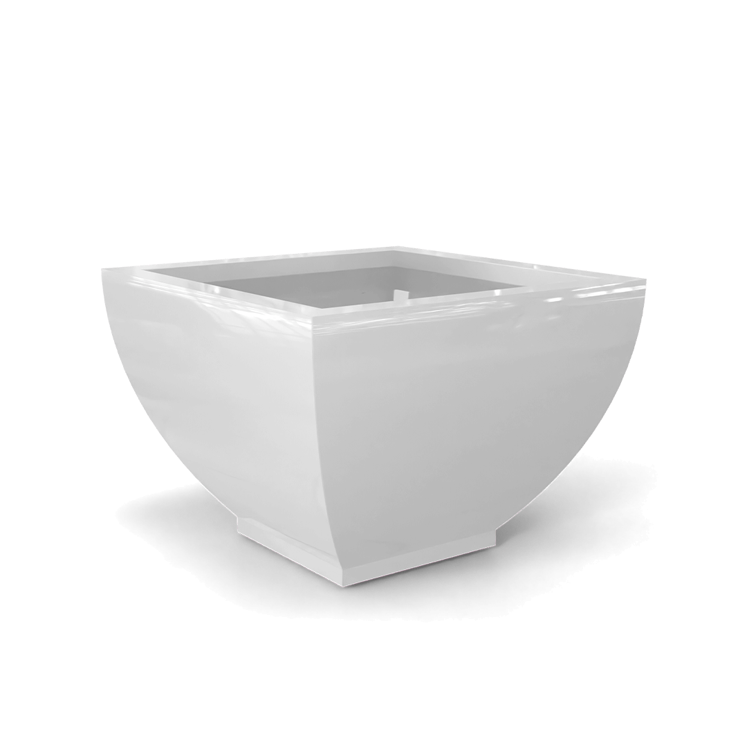 Kathryn Square Fiberglass Planter in Gloss Bright White