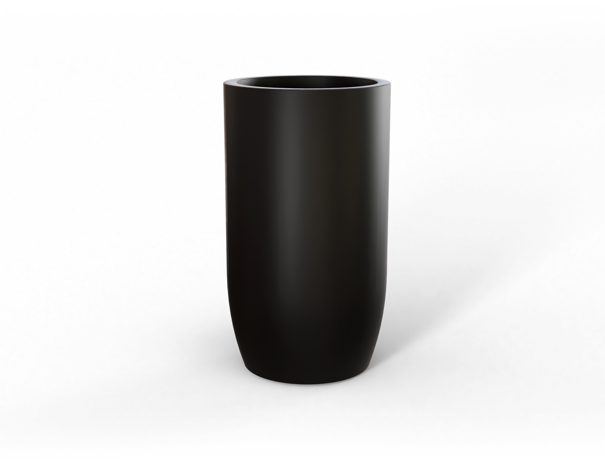 Lisbon Round Fiberglass Planter in Matte Black