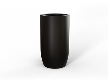 Lisbon Round Fiberglass Planter in Matte Black