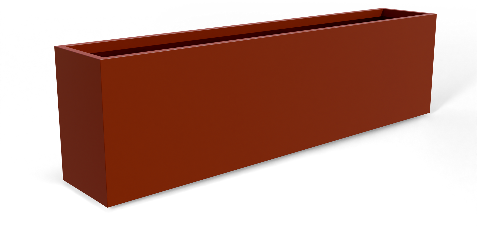 Hudson Rectangular Fiberglass Planter in Matte Terra Cotta
