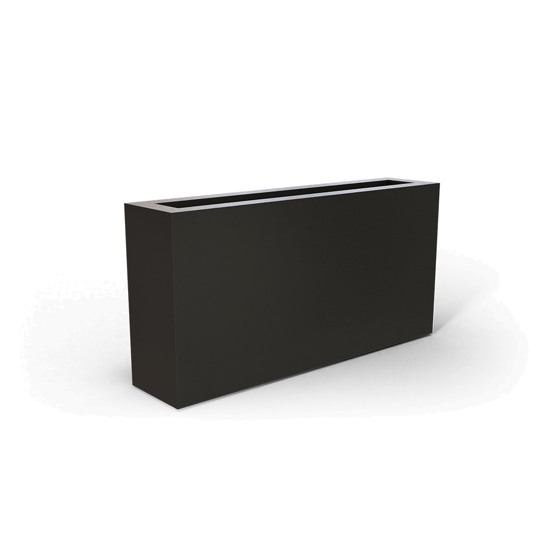 Camoux Rectangular Fiberglass Planter in Matte Gunmetal