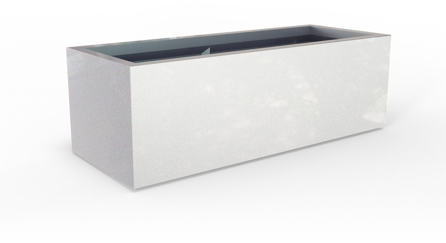 Cuba Rectangular Fiberglass Planter in Metallic Silver