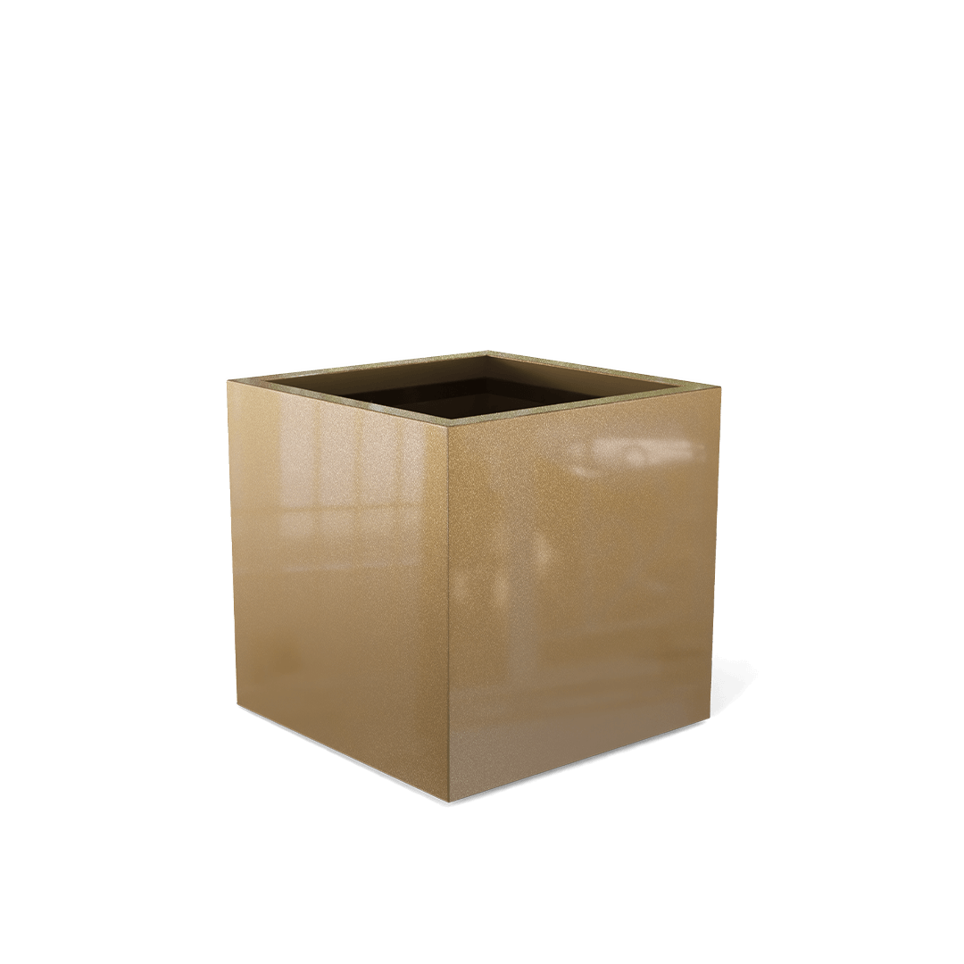 Granada Rectangular Fiberglass Planter in Gloss Metallic Gold