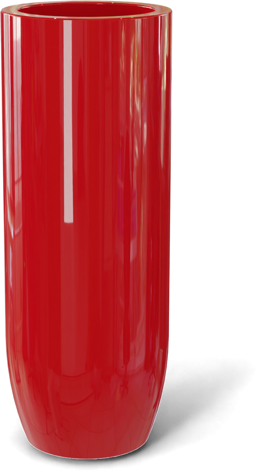 Saint Tropez Round Fiberglass Planter in Gloss Red