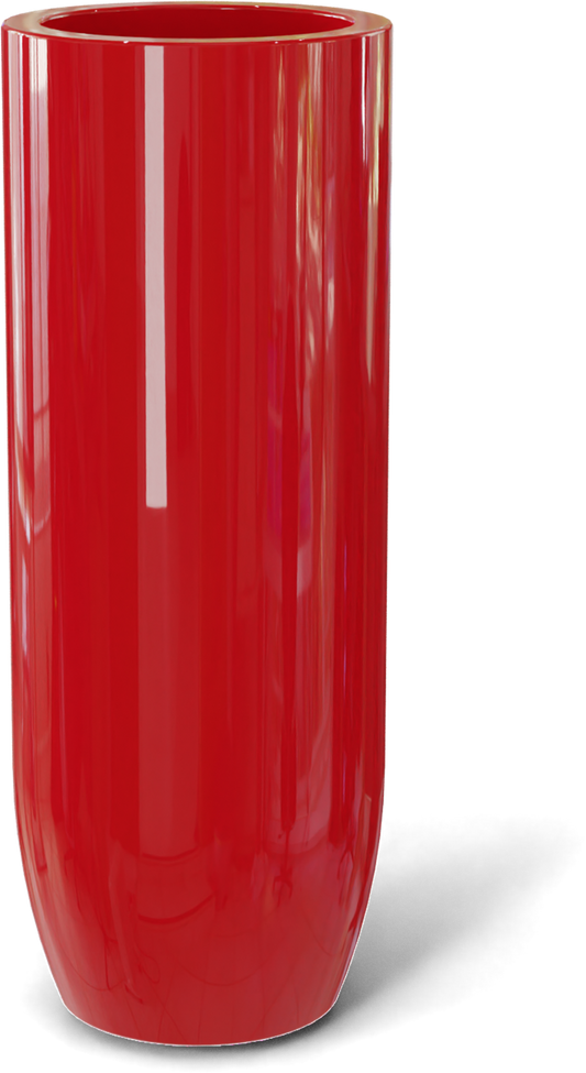 Saint Tropez Round Fiberglass Planter in Gloss Red