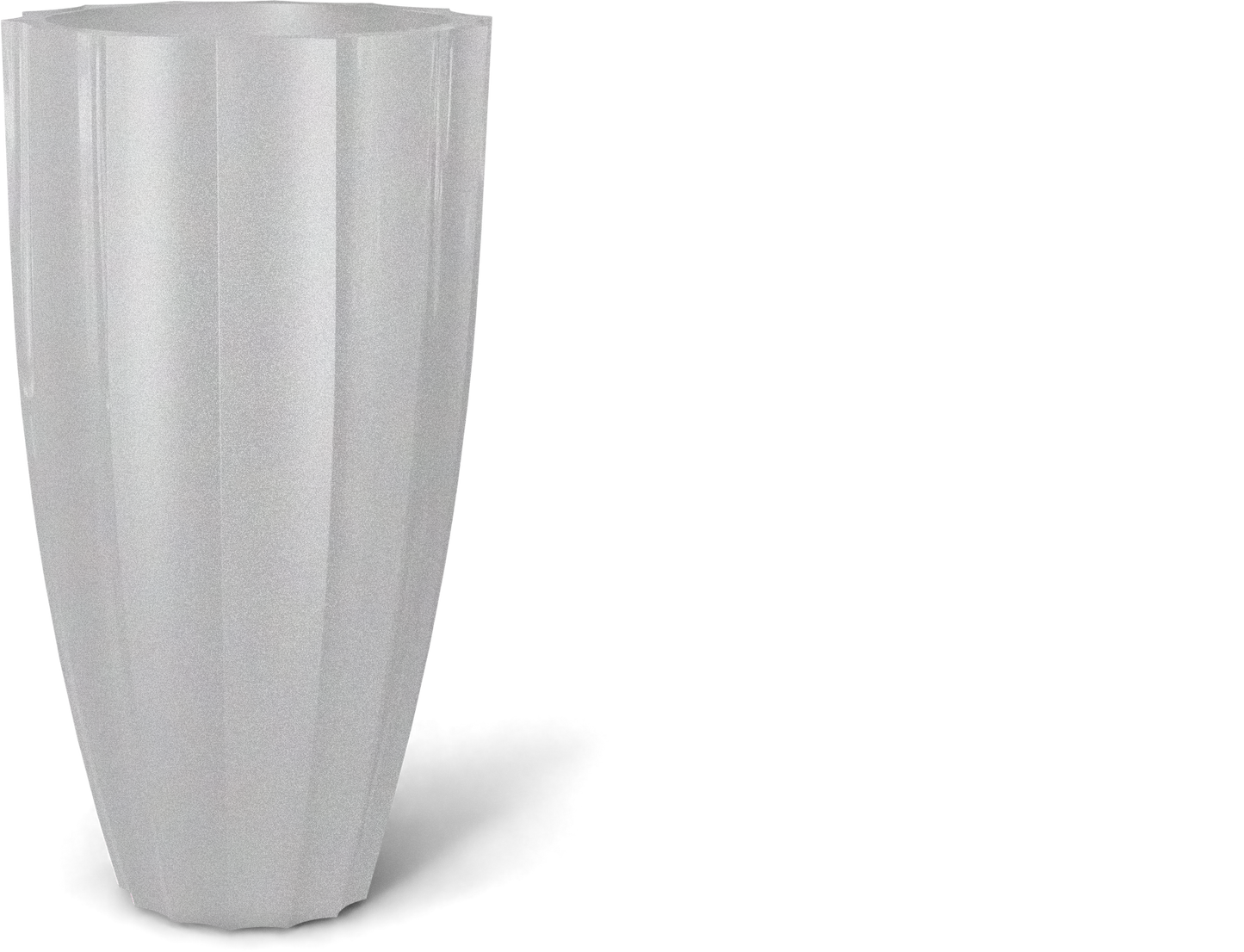 San Jose Round Fiberglass Planter in Metallic Silver