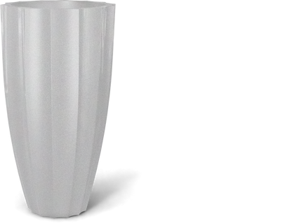 San Jose Round Fiberglass Planter in Metallic Silver