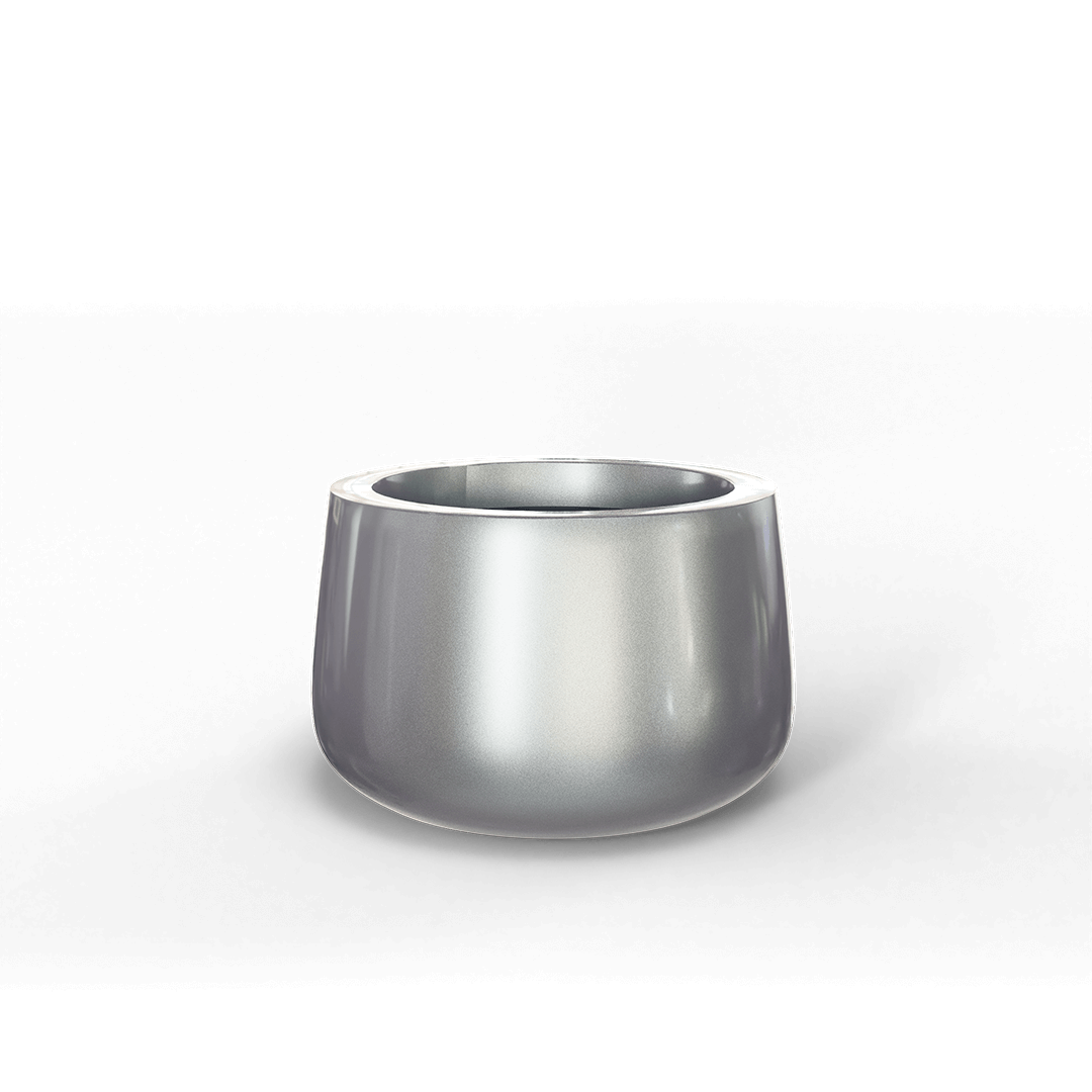 Short Hayden Round Fiberglass Planter in Metallic Silver