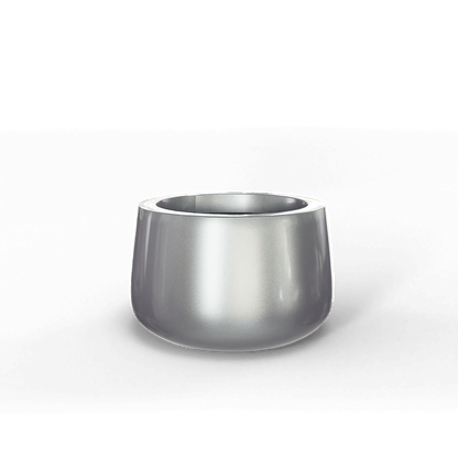 Short Hayden Round Fiberglass Planter in Metallic Silver