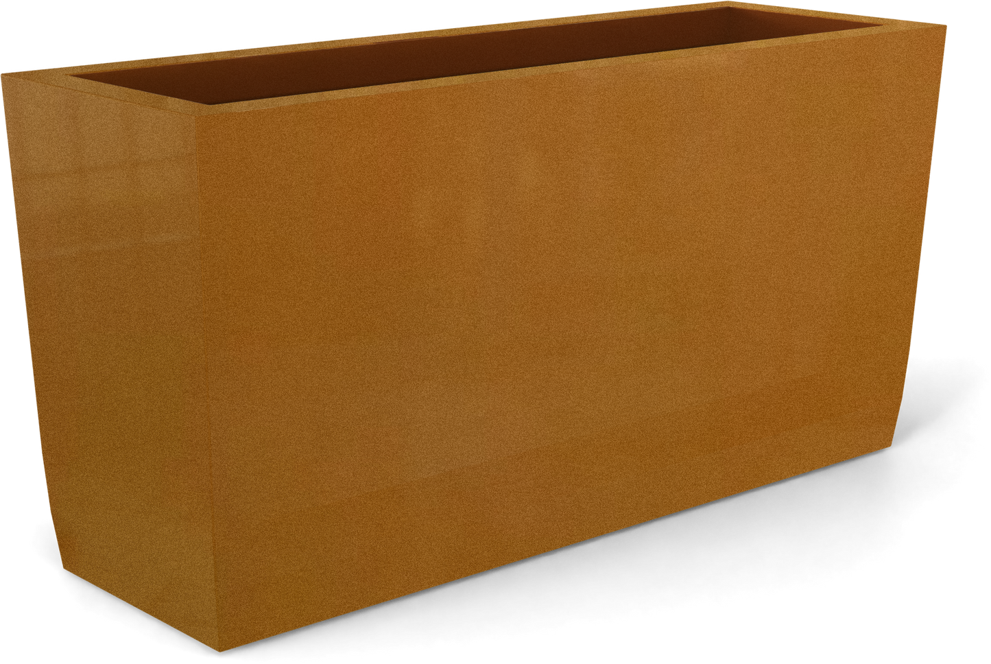 Panama Curved Rectangular Fiberglass Planter in Metallic Bronze