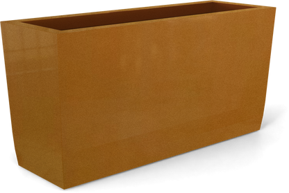 Panama Curved Rectangular Fiberglass Planter in Metallic Bronze