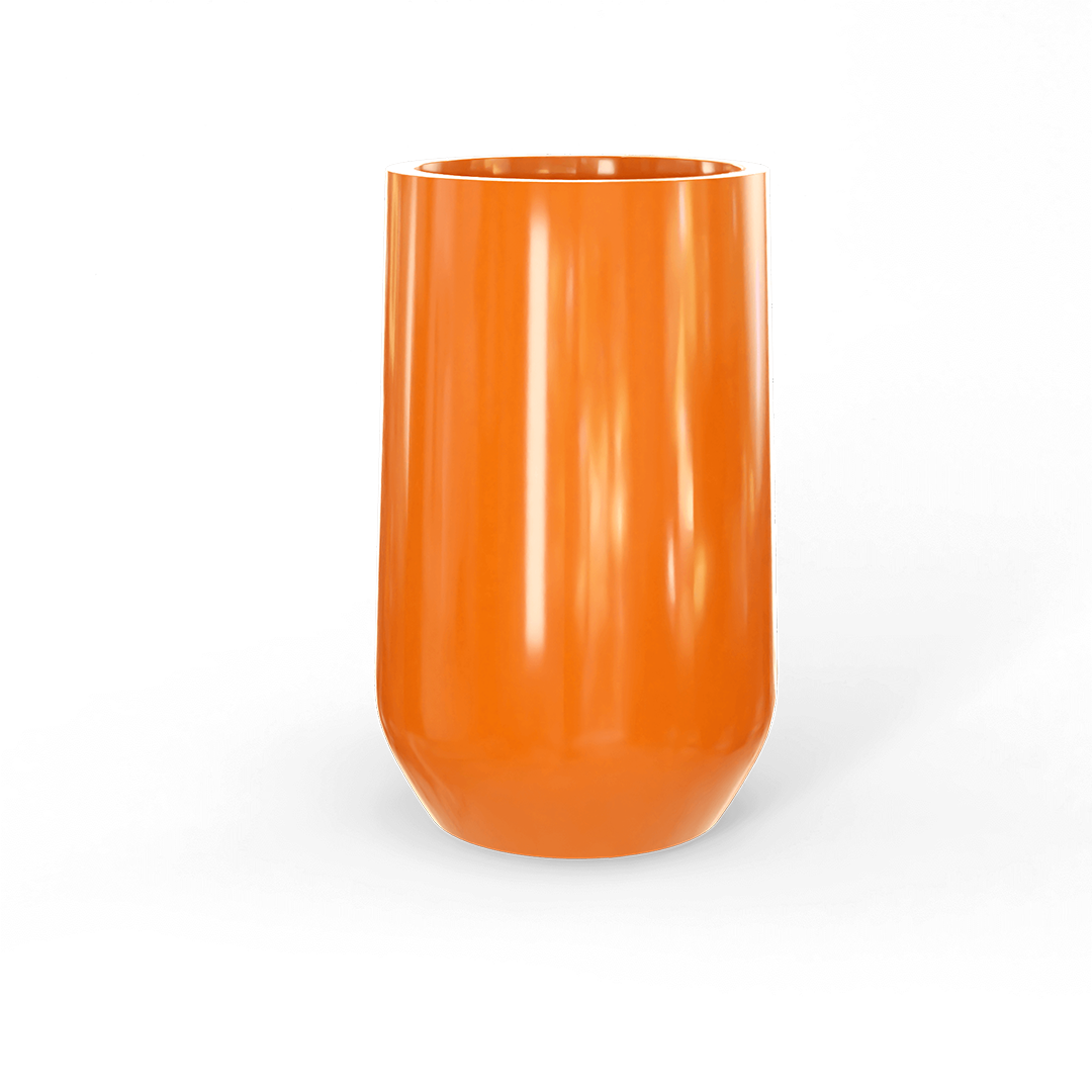 Hayden Round Fiberglass Planter in Gloss Tangerine