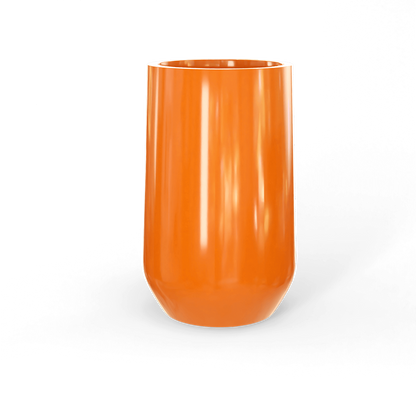 Hayden Round Fiberglass Planter in Gloss Tangerine