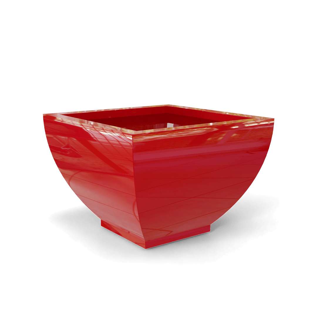 Kathryn Square Fiberglass Planter in Gloss Red