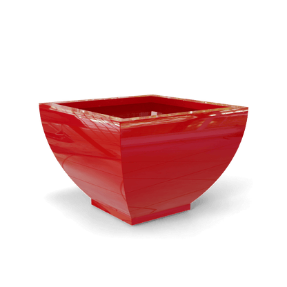 Kathryn Square Fiberglass Planter in Gloss Red