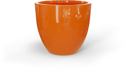 Wannsee Round Fiberglass Planter in Gloss Tangerine