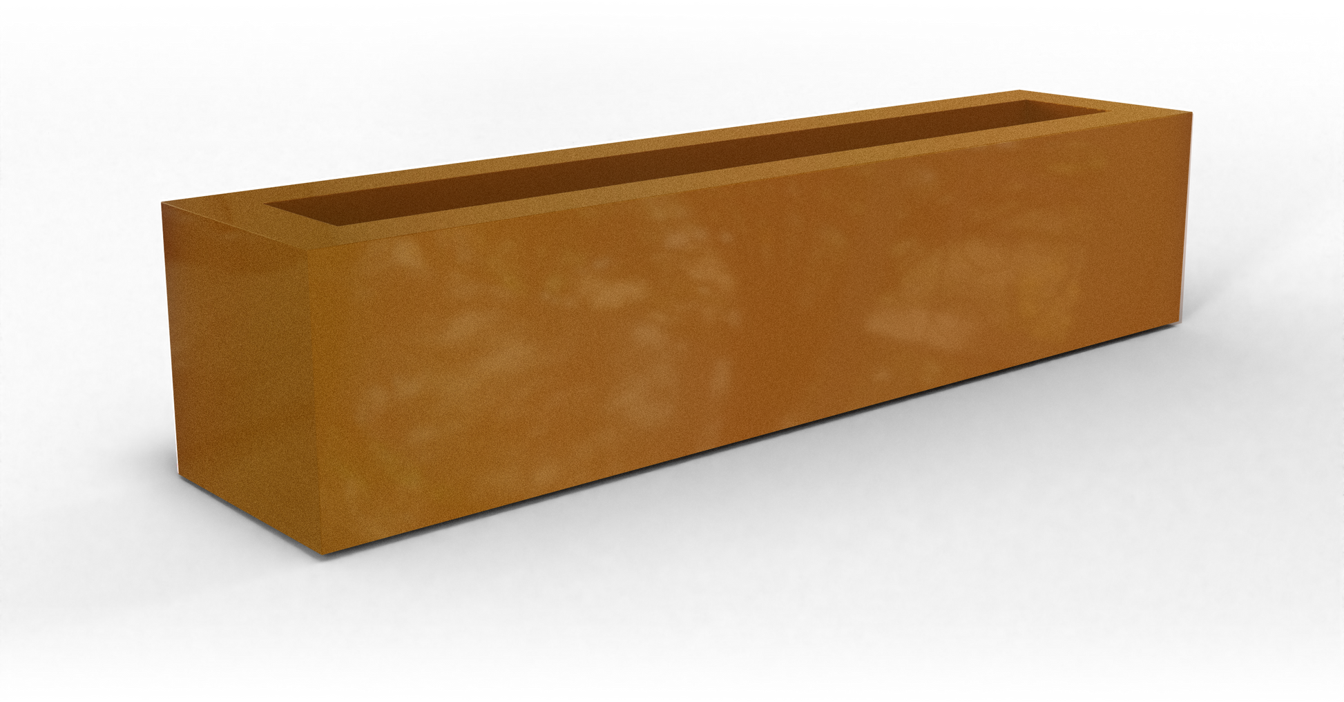 Salon Rectangular Fiberglass Planter in Metallic Bronze