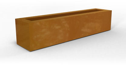 Salon Rectangular Fiberglass Planter in Metallic Bronze