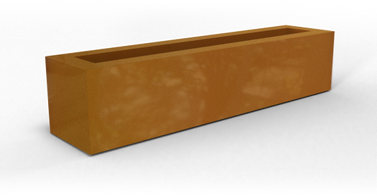 Salon Rectangular Fiberglass Planter in Metallic Bronze