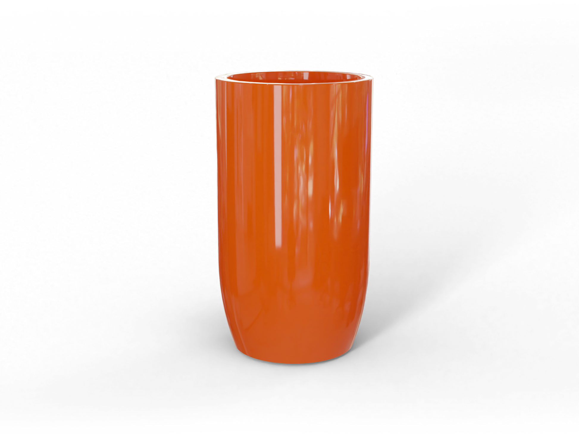 Lisbon Round Fiberglass Planter in Gloss Tangerine