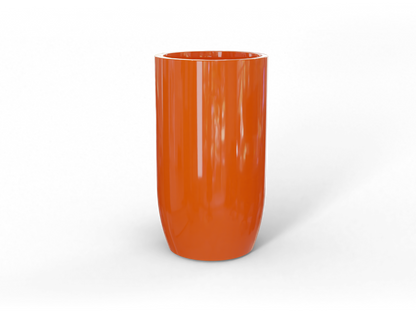 Lisbon Round Fiberglass Planter in Gloss Tangerine