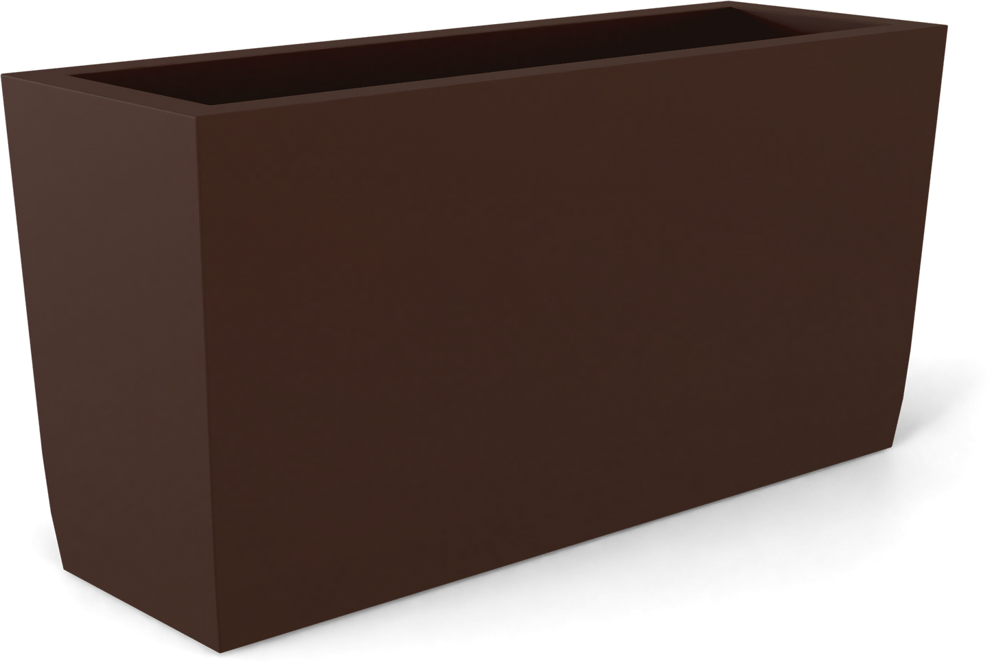 Panama Curved Rectangular Fiberglass Planter in Matte Dark Brown