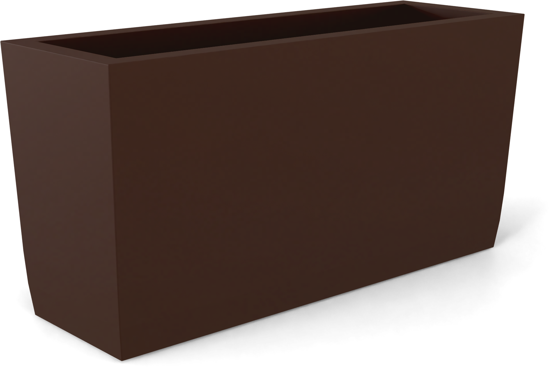 Panama Curved Rectangular Fiberglass Planter in Matte Dark Brown